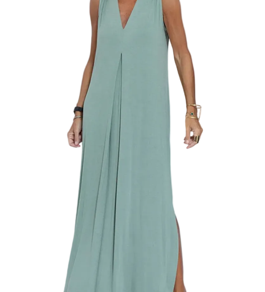 Solid Color Sleeveless Maxi Dress