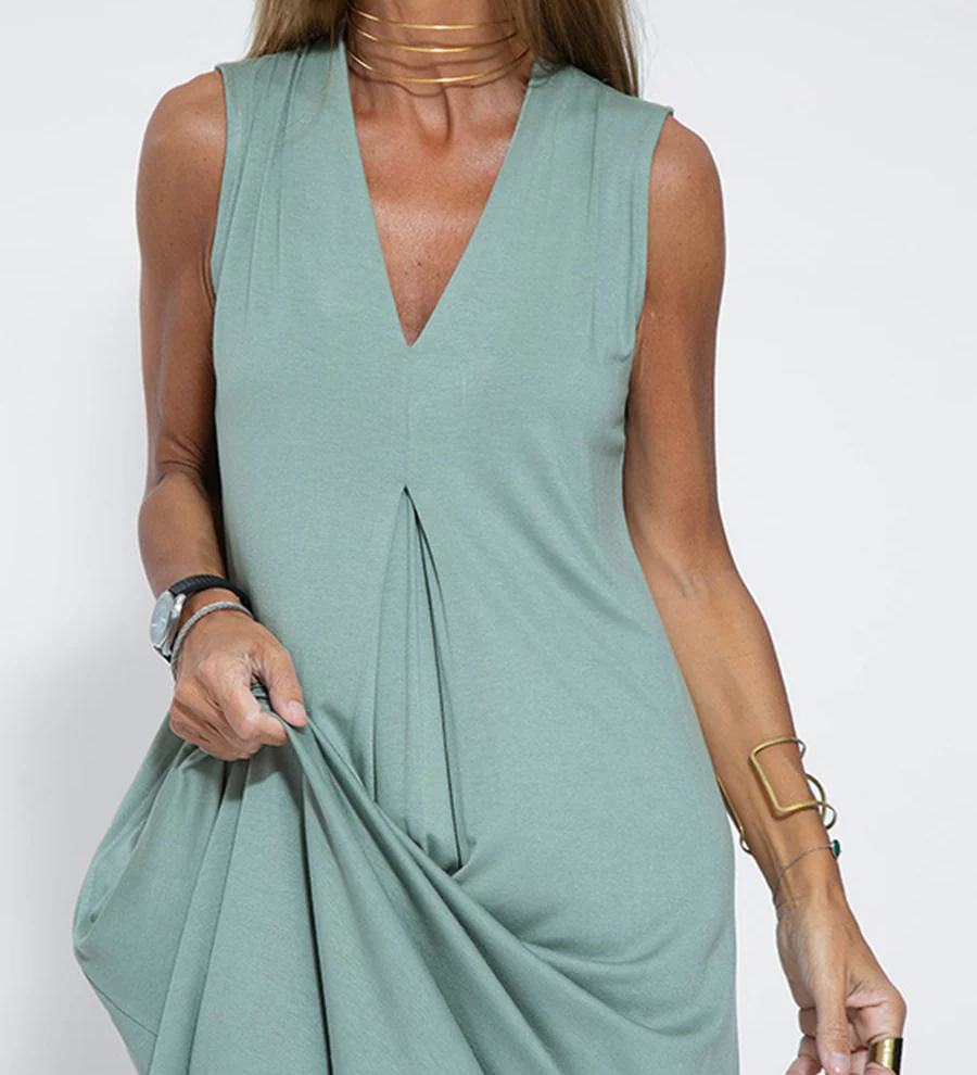 Solid Color Sleeveless Maxi Dress