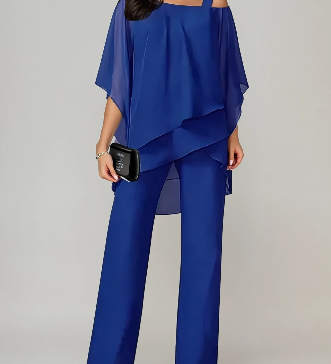 Off-the-shoulder Irregular Chiffon Suit