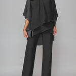Off-the-shoulder Irregular Chiffon Suit