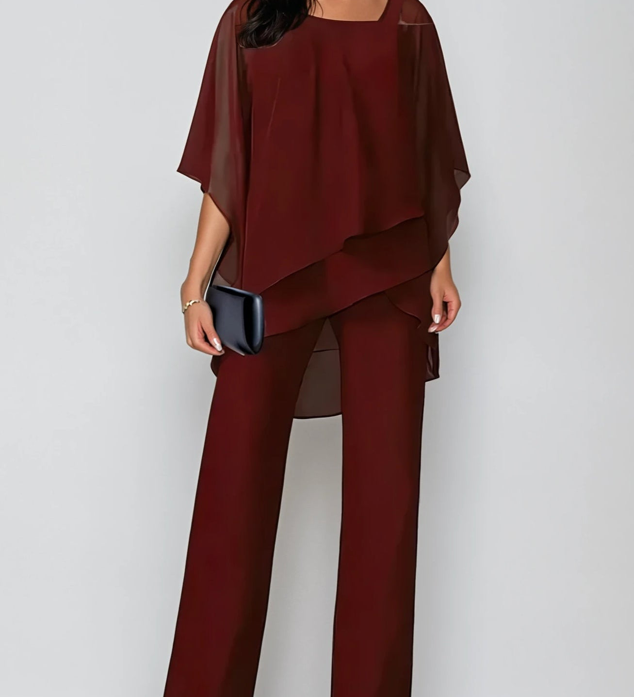 Off-the-shoulder Irregular Chiffon Suit