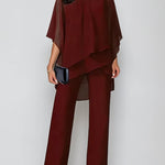 Off-the-shoulder Irregular Chiffon Suit
