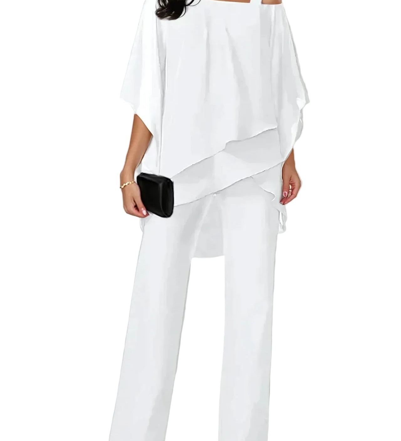 Off-the-shoulder Irregular Chiffon Suit