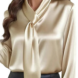 CAMISA CASUAL LISA DE MANGA LARGA CON LAZO