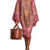 VESTIDO MIDI SUELTO DE MANGA LARGA CON ESTAMPADO