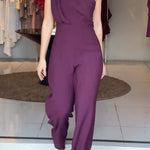 Macacão roxo de um ombro só