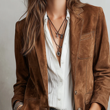 CHAQUETA DE ANTE MARRÓN DE ESTILO VINTAGE