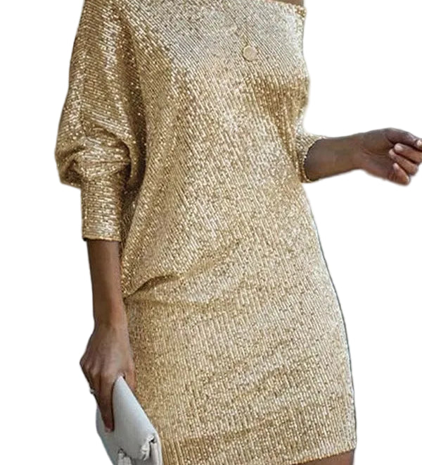 Elegant Sequined Off-shoulder Mini Dress