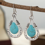 PENDIENTES VINTAGE RÉTRO EAU GOTA STYLE TURQUESA COLGANTE