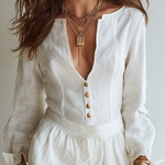 Linen Off-white Jumpsuit Shorts