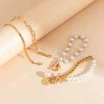 CONJUNTO CHIC ORO 4-PIEZA PULSERA - SERPIENTE, PERLES & MAILLONS | ORO