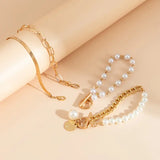 CONJUNTO CHIC ORO 4-PIEZA PULSERA - SERPIENTE, PERLES & MAILLONS | ORO