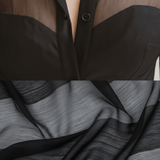 VESTIDO MINI NEGRO AJUSTADO CON PANEL DE MESH - VALERINA MARBELLA