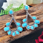 PENDIENTES VINTAGE PLATA PLAQUÉ TURQUESA GOTA