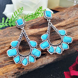 PENDIENTES VINTAGE PLATA PLAQUÉ TURQUESA GOTA