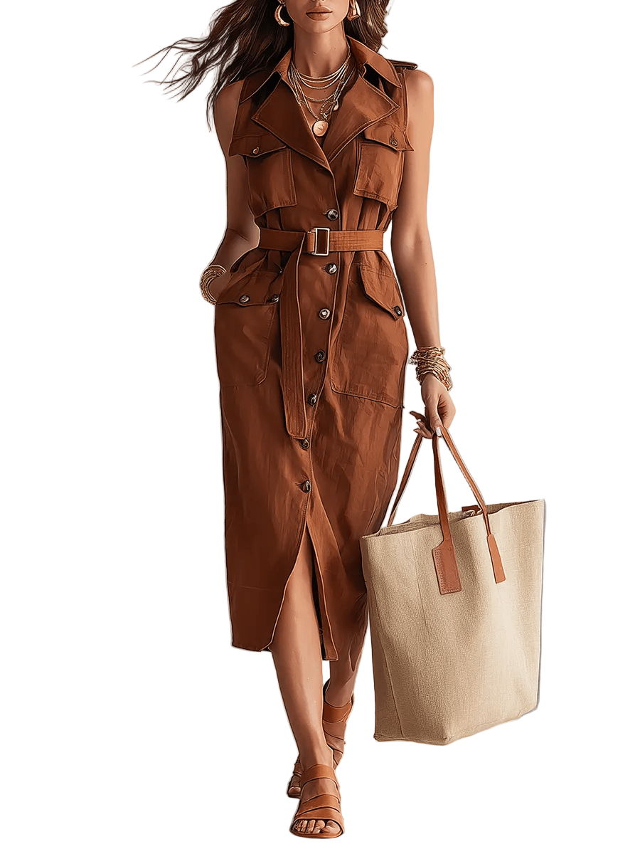VESTIDO MIDI ESTRUCTURADO DE ESTILO UTILITY - CHIC - VALERINA MARBELLA