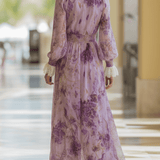 VESTIDO MAXI CON ESTAMPADO ACUARELA LAVANDA - VALERINA MARBELLA