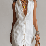 VESTIDO DE LINO SIN MANGAS CON BOTONES FRONTALES - VALERINA MARBELLA