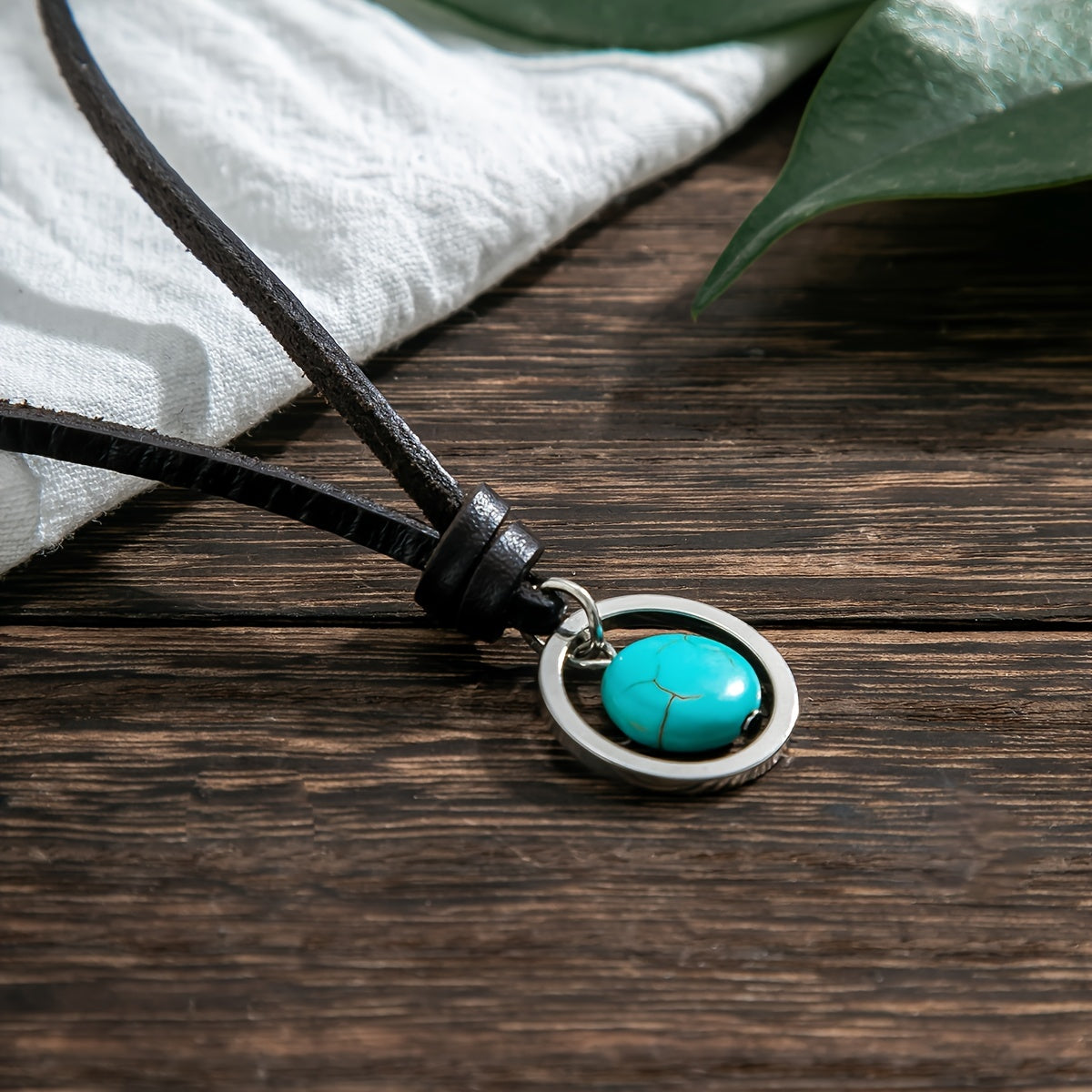 COLLAR BOHEMIO TURQUESA COLGANTE CUIR COLLAR RAS-DE-COU