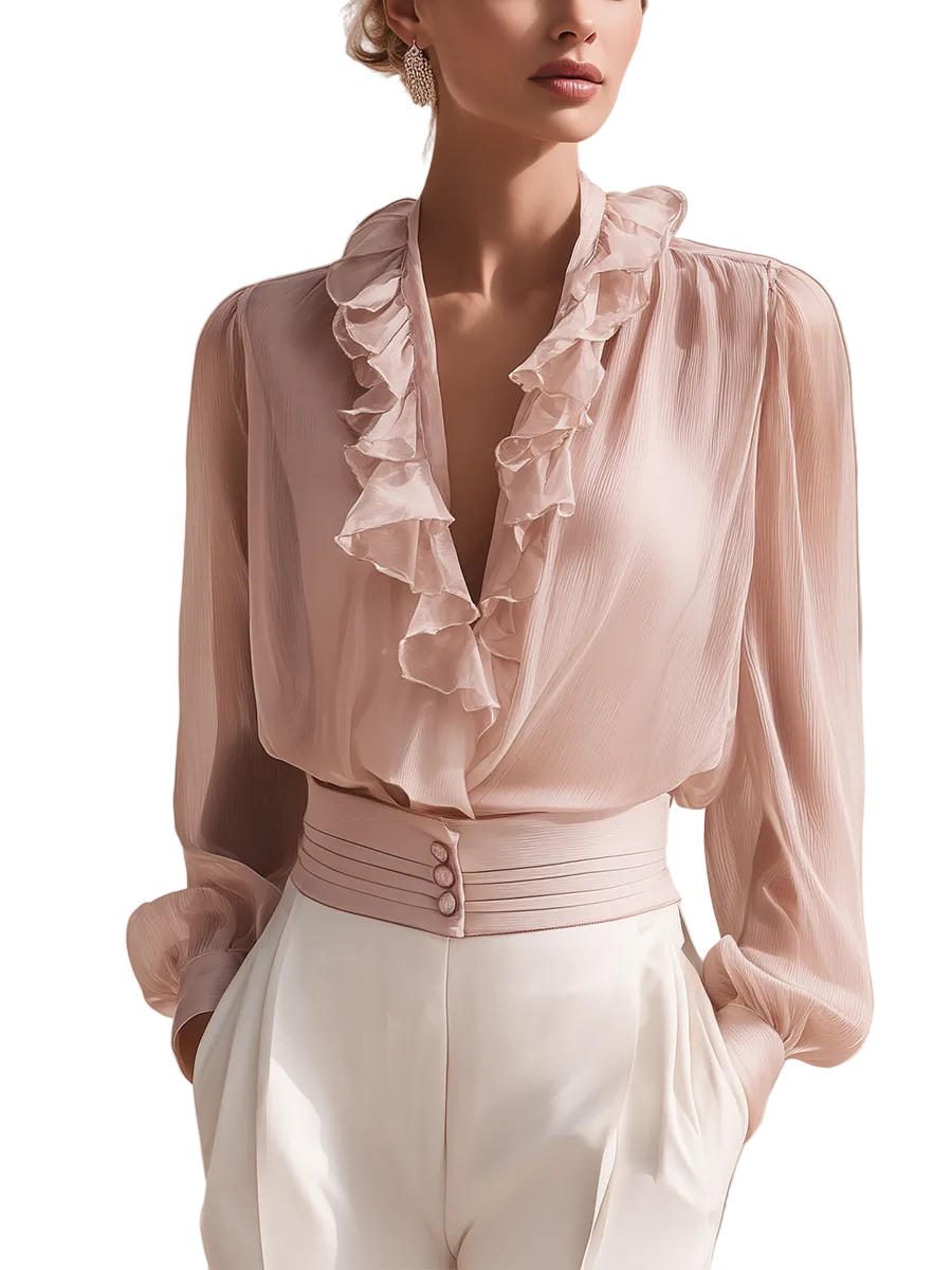 Romantic Ruffled Chiffon Blouse