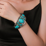 PULSERA VINTAGE ETHNIQUE STYLE TURQUESA OUVERT MANCHETTE