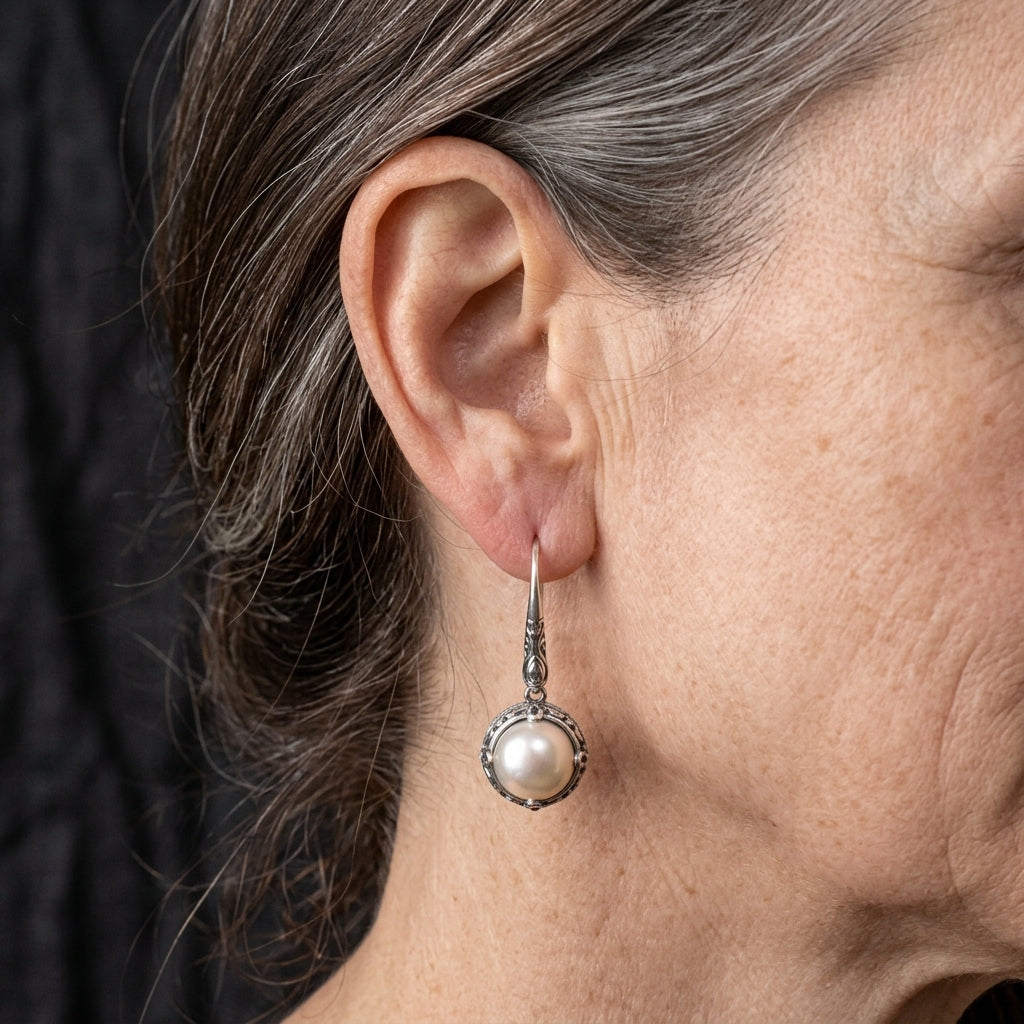 PENDIENTES SIENNA PLATA PERLA INCRUSTACIÓN