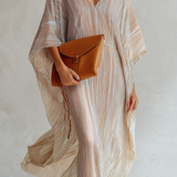 Striped Batwing Sleeve Kaftan Maxi Dress In Beige And Brown