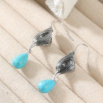 PENDIENTES VINTAGE PLATA TON GÉOMÉTRIQUE IRRÉGULIER FORME TURQUESA GOTA