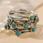 ANILLO VINTAGE GÉOMÉTRIQUE TURQUESA MULTI-SORTIJAS