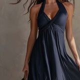 VESTIDO MAXI HALTER DE RAYAS DE ESTILO BOHEMIO - VALERINA MARBELLA