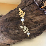 PENDIENTES VINTAGE ELEGANTE ORO FEUILLE & PERLA GOTA