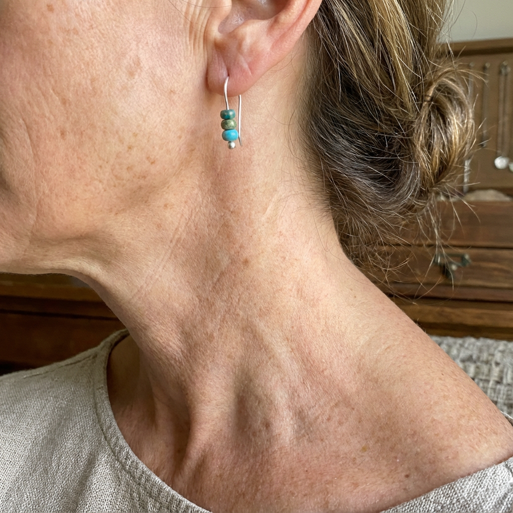 PENDIENTES ARTISANAL TURQUESA PERLA GOTA
