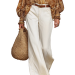 Relaxed White Wide-Leg Trousers