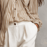 Quiet Bohemian Striped Tie-Neck Shirt