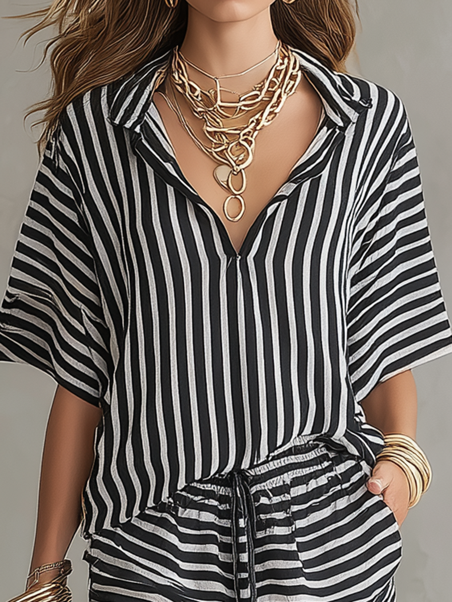 Chic Striped Relaxed Summer Set