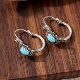 PENDIENTES VINTAGE ETHNIQUE STYLE TURQUESA ÓVALO ARO
