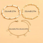 CONJUNTO CÔTIER DIJE 3-PIEZA SUPERPUESTO PULSERA DE CHEVILLE | ORO