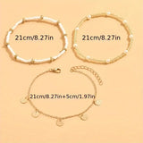 CONJUNTO CÔTIER DIJE 3-PIEZA SUPERPUESTO PULSERA DE CHEVILLE | ORO