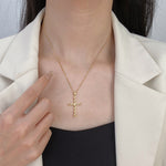 COLLAR CRISTAL TRENZADO CRUZ | ORO