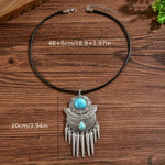 COLLAR BOHEMIO POINTE POMPON DESIGN TURQUESA COLGANTE