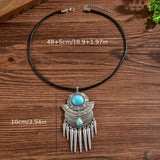 COLLAR BOHEMIO POINTE POMPON DESIGN TURQUESA COLGANTE