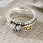 ANILLOS BOHEMIO BICOLORE REDONDO PERLES