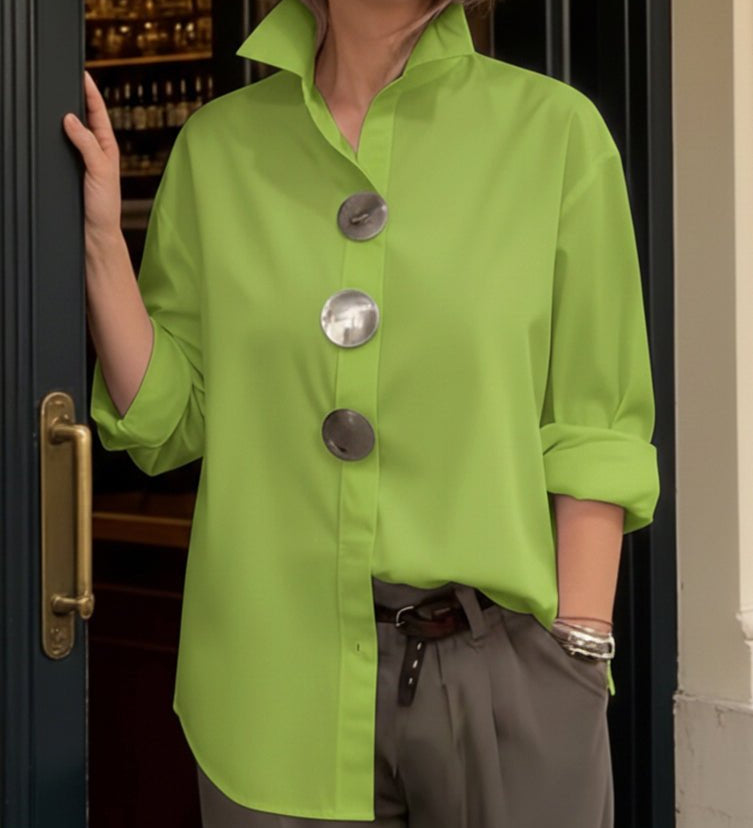 BLUSA DE LINO Y ALGODÓN CON CUELLO REFINADO - VALERINA MARBELLA