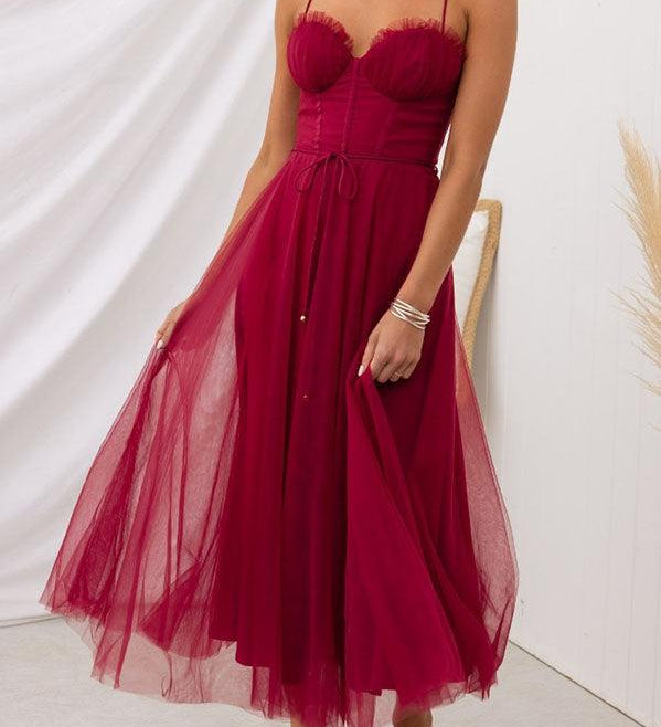 Modern-day Princess Chiffon Suspenders Party Maxi Dress