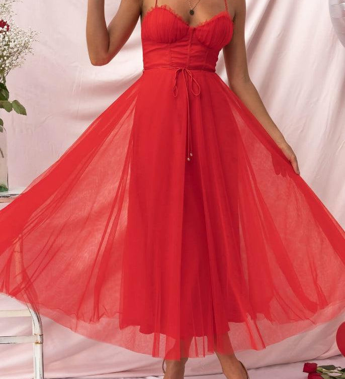 Modern-day Princess Chiffon Suspenders Party Maxi Dress