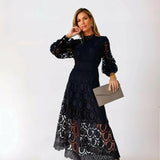 Elegant Lace Midi Dress with Sleeves for Formal Occasions
