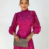 Elegant Lace Midi Dress with Sleeves for Formal Occasions