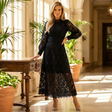 Elegant Lace Midi Dress with Sleeves for Formal Occasions