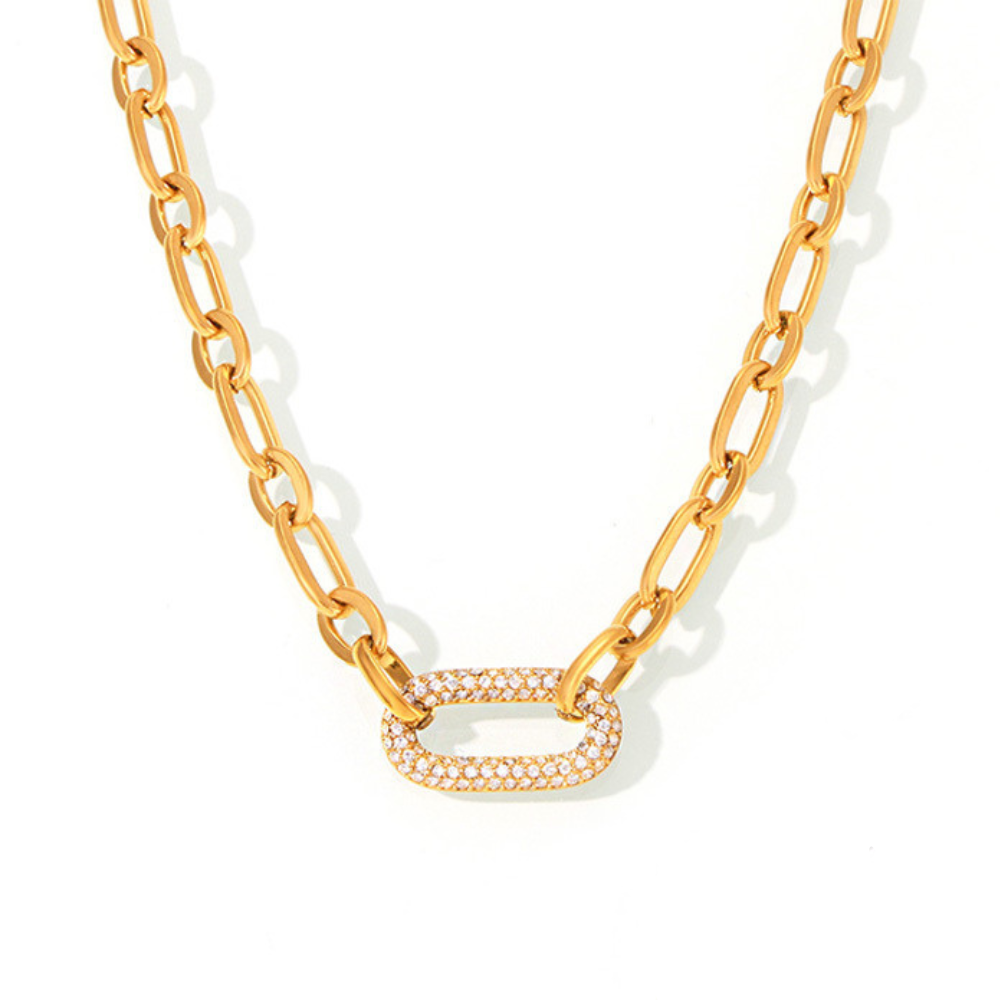 CONJUNTO PAVÉ IMPOSANT CADENA MAILLON JOYAS | ORO