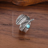 ANILLO BOHEMIO PLUMA TURQUESA STERLING PLATA